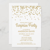 Invitation Gold Parties scintillant Confetti Surprise fête d' (Devant / Derrière)