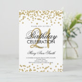 Invitation Gold Parties scintillant Confetti White 21e annive (Debout devant)