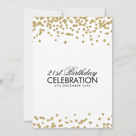 Invitation Gold Parties scintillant Confetti White 21e annive (Dos)