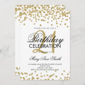 Invitation Gold Parties scintillant Confetti White 21e annive (Devant / Derrière)