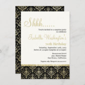 Invitation Gold Parties scintillant Damask 70e fête d'anniver (Devant / Derrière)