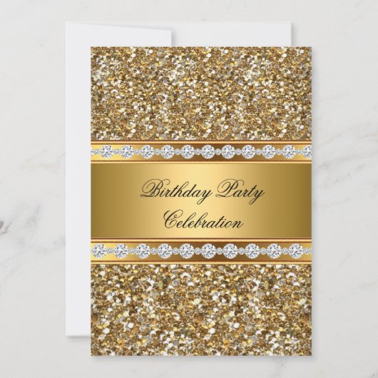 Invitation Gold Parties scintillant Diamond Anniversaire Part (Dos)