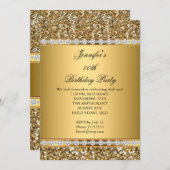 Invitation Gold Parties scintillant Diamond Anniversaire Part (Devant / Derrière)