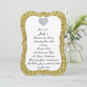 Invitation Gold Parties scintillant Diamond Heart Bachelorett (Debout devant)