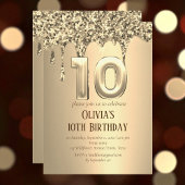 Invitation Gold Parties scintillant Drip Girl Girly 10e anniv