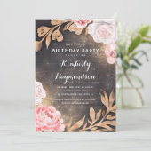 Invitation Gold Parties scintillant Floral Rustic Country Ann (Debout devant)