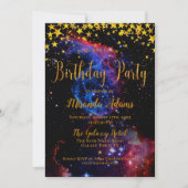 Invitation Gold Parties scintillant Galaxy Stars Anniversaire (Devant)