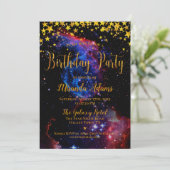Invitation Gold Parties scintillant Galaxy Stars Anniversaire (Debout devant)