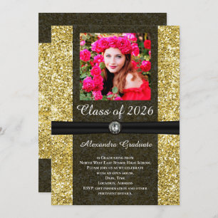 Invitation Gold Parties scintillant Gem Classe photo de 2025