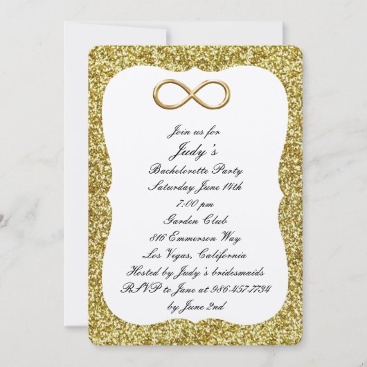 Invitation Gold Parties scintillant Gold Infinity Bachelorett (Devant)