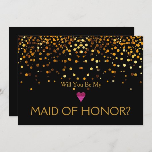 Invitation Gold Parties scintillant Heart Tu seras ma MAID OF (Devant / Derrière)