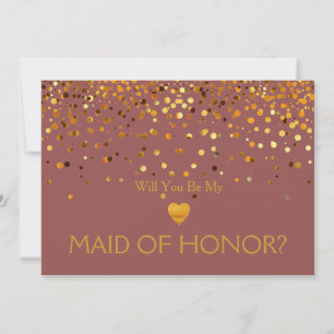 Invitation Gold Parties scintillant Heart Tu seras ma MAID OF