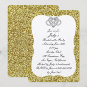 Invitation Gold Parties scintillant Infinity Heart Bacheloret (Devant / Derrière)