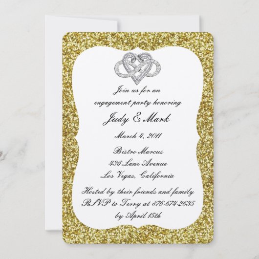 Invitation Gold Parties scintillant Infinity Heart Engagement (Devant)