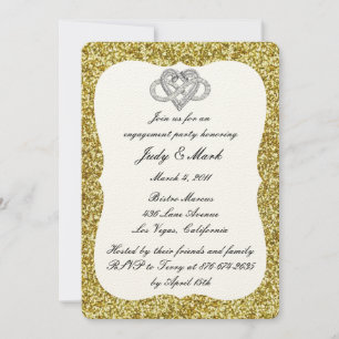 Invitation Gold Parties scintillant Infinity Heart Engagement