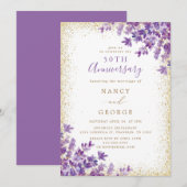 Invitation Gold Parties scintillant Lavender 50e anniversaire (Devant / Derrière)