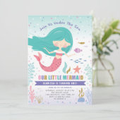 Invitation Gold Parties scintillant Little Mermaid Anniversai (Debout devant)