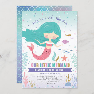 Invitation Gold Parties scintillant Little Mermaid Anniversai
