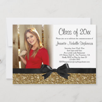 Invitation Gold Parties scintillant-look ruban Bow photo grad
