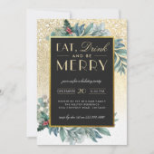 Invitation Gold Parties scintillant Neige Manger Boire Soit J (Devant)