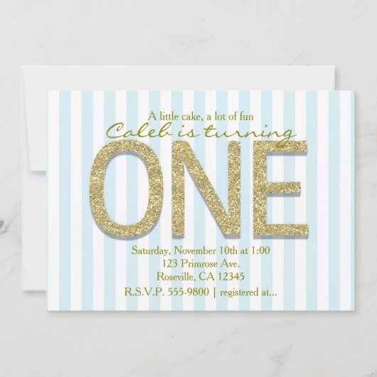 Invitation GOLD PARTIES SCINTILLANT ONE Blue Stripe 1ère part (Devant)