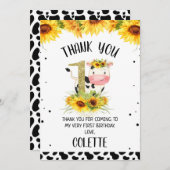 Invitation Gold Parties scintillant One Sunflower Cow Imprime (Devant / Derrière)