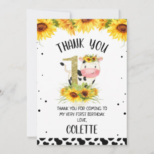 Invitation Gold Parties scintillant One Sunflower Cow Imprime