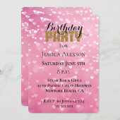 Invitation Gold Parties scintillant Party Rose Coeurs blancs (Devant / Derrière)