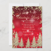 Invitation Gold Parties scintillant Pine Tree, Stars Red Boke (Devant)