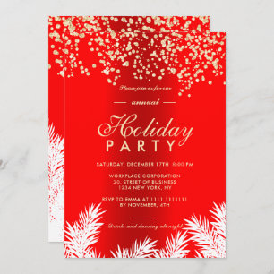 Invitation Gold parties scintillant pins rouges vacances d'hi