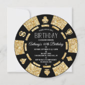Invitation Gold Parties scintillant Poker Chip Casino fête d' (Devant)
