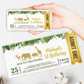 Invitation Gold Parties scintillant Safari Adventure Ticket P