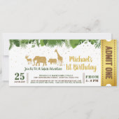 Invitation Gold Parties scintillant Safari Adventure Ticket P (Devant)