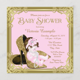 Invitation Gold Parties scintillant Shoe Pink and Gold Baby s