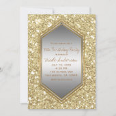 Invitation Gold Parties scintillant Silver Glam Anniversaire  (Devant)