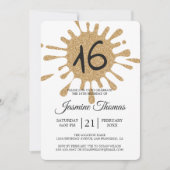 Invitation Gold Parties scintillant Splash Sweet 16 16e fête  (Devant)