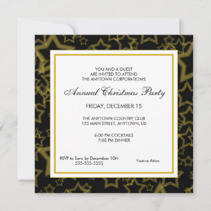 Invitation Gold Parties scintillant Stars Business Christmas 