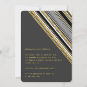 Invitation Gold Parties scintillant Stripes 3 Photo Chic Grad (Dos)