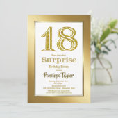 Invitation Gold Parties scintillant Surprise 18e anniversaire (Debout devant)