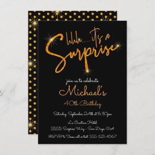Invitation Gold Parties scintillant Surprise fête d'anniversa