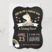 Invitation Gold Parties scintillant Unicorn Anniversaire Part (Devant)