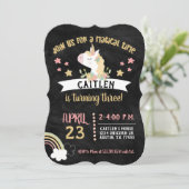Invitation Gold Parties scintillant Unicorn Anniversaire Part (Debout devant)