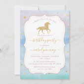 Invitation Gold Parties scintillant Unicorn fête d'anniversai (Devant)
