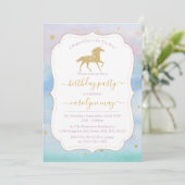 Invitation Gold Parties scintillant Unicorn fête d'anniversai (Debout devant)