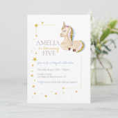 Invitation Gold Parties scintillant Unicorn Rainbow fête d'an (Debout devant)