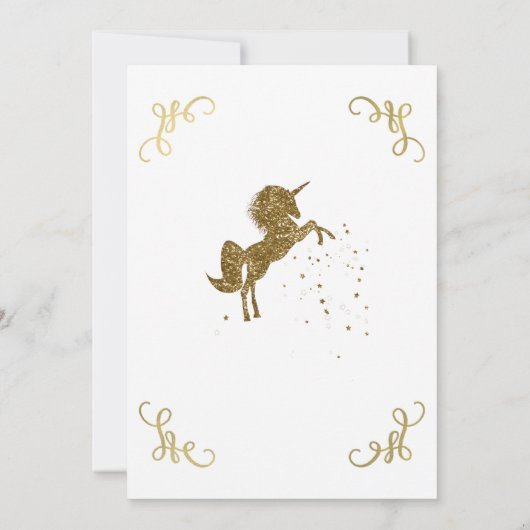 Invitation Gold Parties scintillant Unicorn Stars Storybook C (Dos)