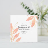 Invitation Gold & Peach Floral Will You be my Bridesmaid (Debout devant)