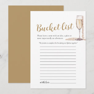 Invitation Gold Pearl et Prosecco Mariage Bucket List jeu