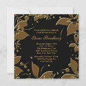 Invitation Gold Pearl Floral Woman 50e Anniversaire (Dos)