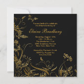 Invitation Gold Pearl Floral Woman 50e Anniversaire (Dos)
